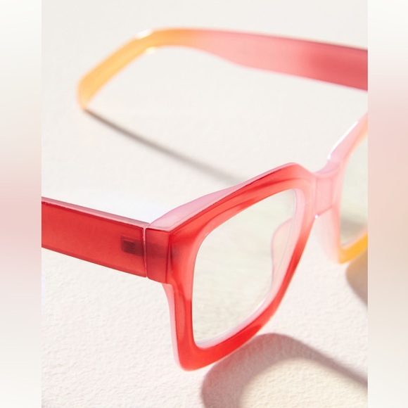 Anthropologie Chunky Cara Translucent Blue Light Readers Red Orange 2.0 NEW - Picture 3 of 3